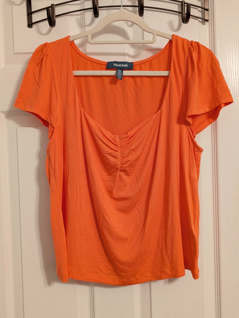ModCloth Women's Scoop Neck Short Sleeve Top in Orange